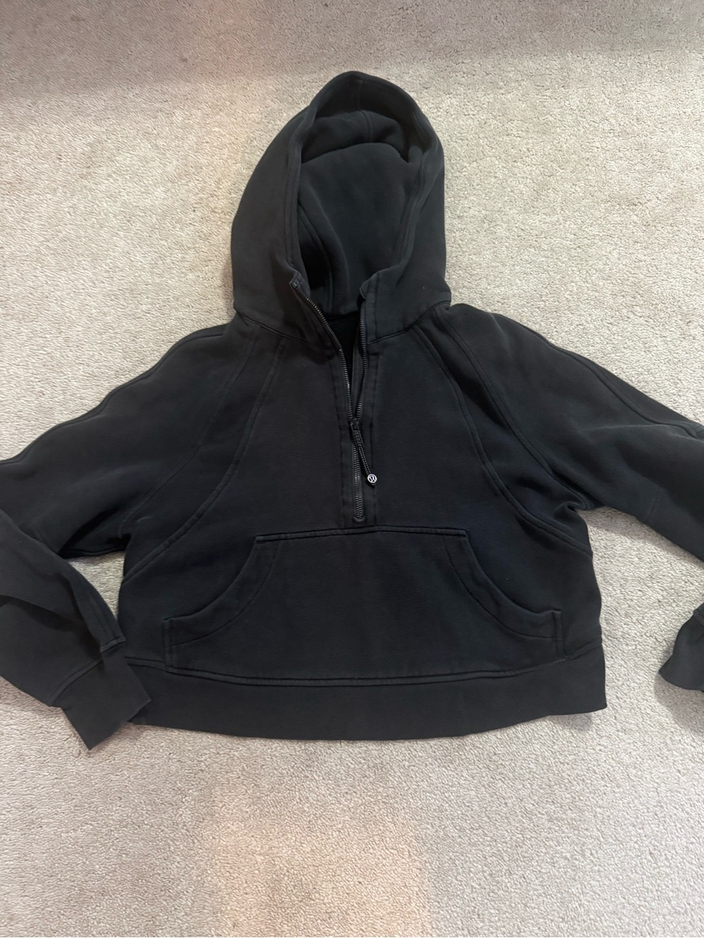 Lululemon Scuba Oversized Half Zip Crop Hoodie Size XS/S Black Heavyweight
